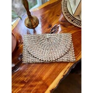 NEW VILLAGE THRIVE imperfect rattan clutch in clay ombre